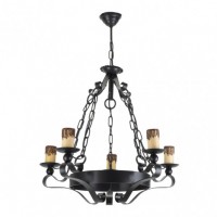 Distribuidor - Lâmpadas Diversas | Lâmpadas Rústicas | LAMPARA RUSTICA 5XE27 MEDIEVAL NEGRO REGX55X55 CM Ref: 1.505/5-NEGRO